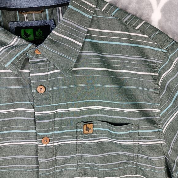HippyTree Shirt Men Large Gray Striped Short Sleeve Surf Outdoors - Picture 7 of 9